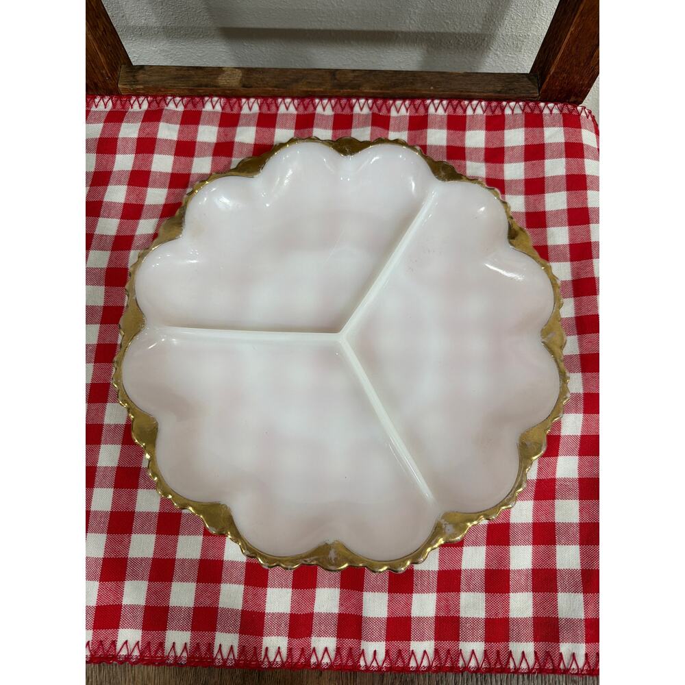 Vintage Milk Glass Relish Serving Dish Tray by Fire King